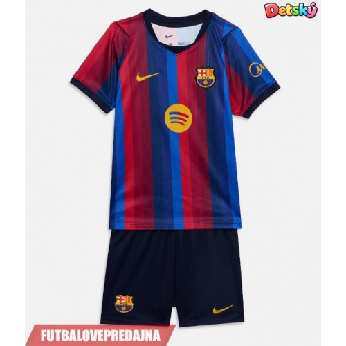 Lacne Dětský Futbalové dres Barcelona 2026-27 Krátky Rukáv - Domáci (+ trenírky)