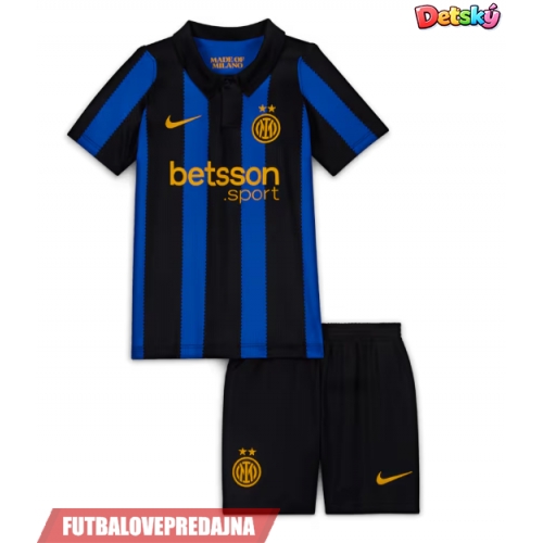 Lacne Dětský Futbalové dres Inter Milan Alessandro Bastoni #95 2026-27 Krátky Rukáv - Domáci (+ trenírky)