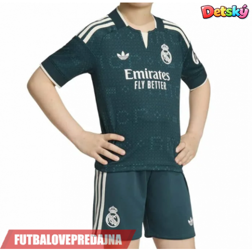 Lacne Dětský Futbalové dres Real Madrid 2026-27 Krátky Rukáv - Preč (+ trenírky)